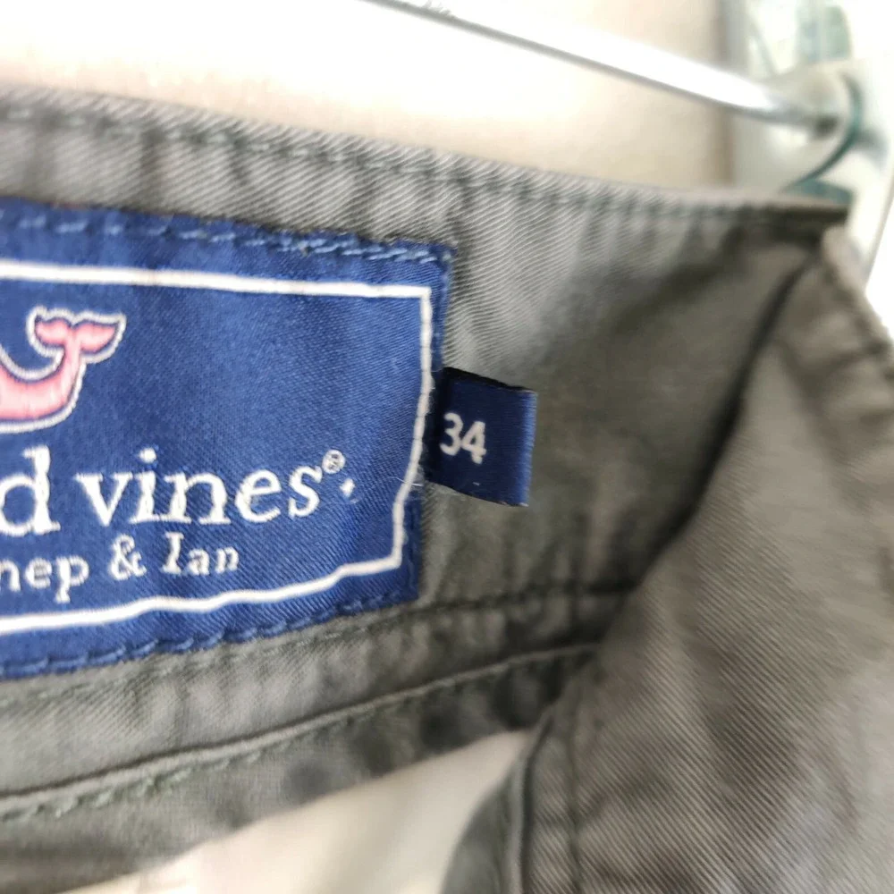 Vineyard Vines Mens Whales Gray Flat Fron Chino Shorts‎ Size 34